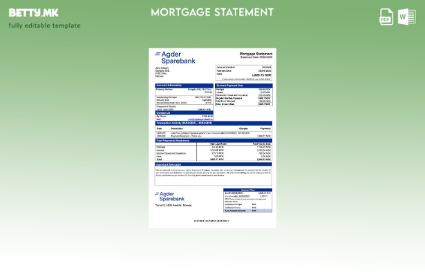 модерен стил Норвешка Agder Sparebank изјава за хипотека Шаблон за Word и PDF